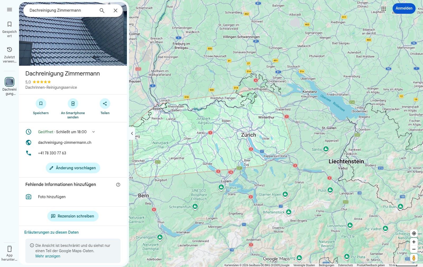Beispiel eines optimierten Google Unternehmensprofils